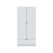 Kleiderschrank >GARONA< 2 Türen, 1 Schublade, in Weiß - 80x170x51 (BxHxT)
