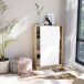 Schuhschrank >GARONA< 2 Schiebtüren, Asteiche Dekor / Artik Weiß - 77x119x40 (BxHxT)