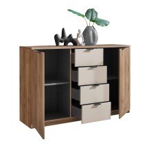 Sideboard >Danao< in Mauvella Oak / Kashmir, Dekor - 140x89,5x38cm (BxHxT)