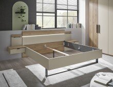 Bettanlage >Danao< in Mauvella Oak/Kashmir, Dekor - 285,4x96x207,6cm (BxHxT)