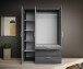 Drehtürenschrank >Vesala< 3 Türen, 3 Schübe, Graphit mit Spiegel - 135x195x56cm (BxHxT)