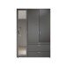 Drehtürenschrank >Vesala< 3 Türen, 3 Schübe, Graphit mit Spiegel - 135x195x56cm (BxHxT)