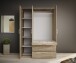 Drehtürenschrank >Vesala< 3 Türen, 3 Schübe, Mauvella Oak mit Spiegel - 135x195x56 (BxHxT)