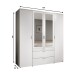 Drehtürenschrank >Vesala< 4 Türen, 3 Schübe, Weiß / Spiegel - 180x195x56cm (BxHxT)