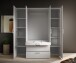 Drehtürenschrank >Vesala< 4 Türen, 3 Schübe, Weiß / Spiegel - 180x195x56cm (BxHxT)