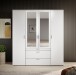 Drehtürenschrank >Vesala< 4 Türen, 3 Schübe, Weiß / Spiegel - 180x195x56cm (BxHxT)