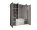 Drehtürenschrank >Vesala< 4 Türen, 3 Schübe, Weiß / Spiegel - 180x195x56cm (BxHxT)