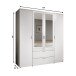 Drehtürenschrank >Vesala< 4 Türen, 3 Schübe, Weiß / Spiegel - 180x195x56cm (BxHxT)