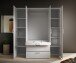 Drehtürenschrank >Vesala< 4 Türen, 3 Schübe, Weiß / Spiegel - 180x195x56cm (BxHxT)