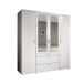 Drehtürenschrank >Vesala< 4 Türen, 3 Schübe, Weiß / Spiegel - 180x195x56cm (BxHxT)