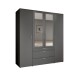 Drehtürenschrank >Vesala< 4 Türen, 3 Schübe, Graphit / Spiegel - 180x195x56cm (BxHxT)