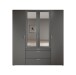 Drehtürenschrank >Vesala< 4 Türen, 3 Schübe, Graphit / Spiegel - 180x195x56cm (BxHxT)