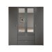Drehtürenschrank >Vesala< 4 Türen, 3 Schübe, Graphit / Spiegel - 180x195x56cm (BxHxT)