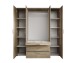Drehtürenschrank >Vesala< 4 Türen, 3 Schübe, Mauvella Oak / Spiegel - 180x195x56 (BxHxT)