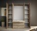 Drehtürenschrank >Vesala< 4 Türen, 3 Schübe, Mauvella Oak / Spiegel - 180x195x56 (BxHxT)