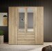 Drehtürenschrank >Vesala< 4 Türen, 3 Schübe, Mauvella Oak / Spiegel - 180x195x56 (BxHxT)