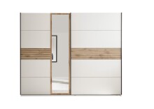 Schwebetürenschrank >Leo< 3 Böden, 3 Stangen, Viking Oak hell / Weiß - 270,1x225,5x59,6 (BxHxT)