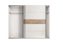 Schwebetürenschrank >Leo< 3 Böden, 3 Stangen, Viking Oak hell / Weiß - 270,1x225,5x59,6 (BxHxT)
