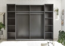 Dreh-/Schwebetürenschrank >Daria< 10 Böden, Viking Oak  / Graphit - 267x210x60,4 (BxHxT)