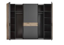 Dreh-/Schwebetürenschrank >Daria< 10 Böden, Viking Oak  / Graphit - 267x210x60,4 (BxHxT)