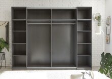 Dreh-/Schwebetürenschrank >Daria< 10 Böden, Viking Oak  / Graphit - 267x210x60,4 (BxHxT)