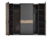 Dreh-/Schwebetürenschrank >Daria< 10 Böden, Viking Oak  / Graphit - 267x210x60,4 (BxHxT)