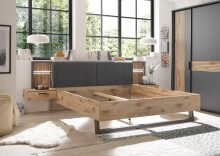 Bettanlage >Daria< Liegefl. 180x200cm, Viking Oak / Graphit - 297,6x98,8x222,4cm (BxHxT)