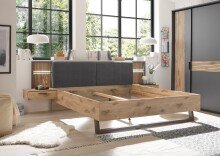 Bettanlage >Daria< Liegefl. 180x200cm, Viking Oak / Graphit - 297,6x98,8x222,4cm (BxHxT)