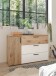 Sideboard >Daria< 1 Tür, 3 Schübe, Viking Oak Dekor hell / Weiß - 125x82,6x40cm (BxHxT)