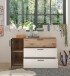 Sideboard >Daria< 1 Tür, 3 Schübe, Viking Oak Dekor hell / Weiß - 125x82,6x40cm (BxHxT)