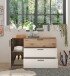 Sideboard >Daria< 1 Tür, 3 Schübe, Viking Oak Dekor hell / Weiß - 125x82,6x40cm (BxHxT)