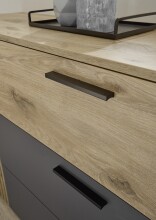 Sideboard >Daria< 1 Tür, 3 Schübe, Viking Oak Dekor / Graphit - 125x82,6x40cm (BxHxT)