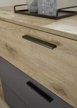 Sideboard >Daria< 1 Tür, 3 Schübe, Viking Oak Dekor / Graphit - 125x82,6x40cm (BxHxT)