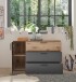 Sideboard >Daria< 1 Tür, 3 Schübe, Viking Oak Dekor / Graphit - 125x82,6x40cm (BxHxT)