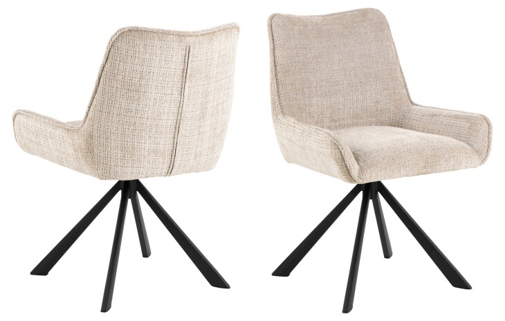 Schalenstuhl >Eddie< (2er-Set) drehbar, Bezug beige, Spidergestell - 59x81x56 (BxHxT)
