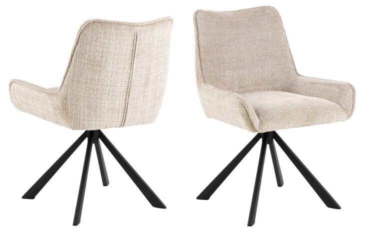 Schalenstuhl >Eddie< (2er-Set) drehbar, Bezug beige, Spidergestell - 59x81x56 (BxHxT)