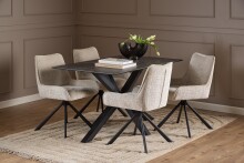 Schalenstuhl >Eddie< (2er-Set) drehbar, Bezug beige, Spidergestell - 59x81x56 (BxHxT)