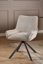 Schalenstuhl >Eddie< (2er-Set) drehbar, Bezug beige, Spidergestell - 59x81x56 (BxHxT)