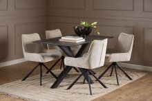 Schalenstuhl >Eddie< (2er-Set) drehbar, Bezug beige, Spidergestell - 59x81x56 (BxHxT)