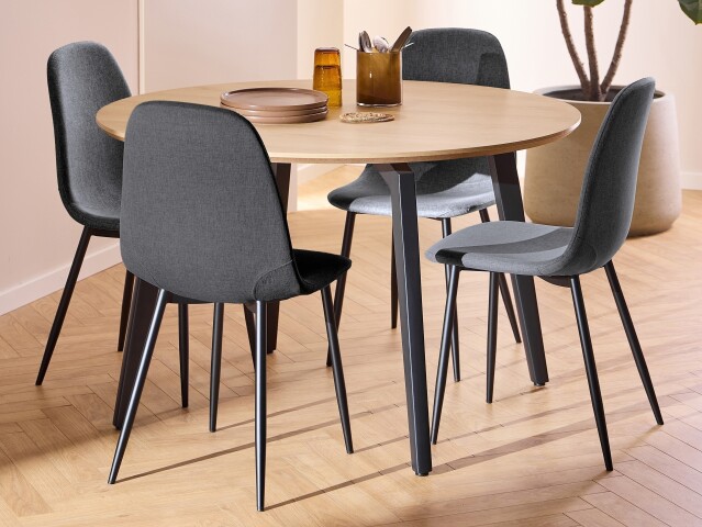 Essgruppe >Cadiz< (5-teilig) dunkelgrau / Eiche Dekor - 75x120 (HxD)