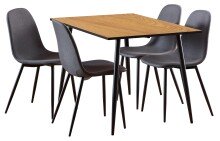 Essgruppe >Wilma< (5-teilig) Stühle dunkelgrau, Tisch Wildeiche - 120x75x80 (BxHxT)