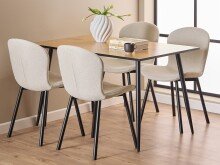Essgruppe >Wilma< (5-teilig) in beige / Wildeiche Dekor - 120x75x80 (BxHxT)