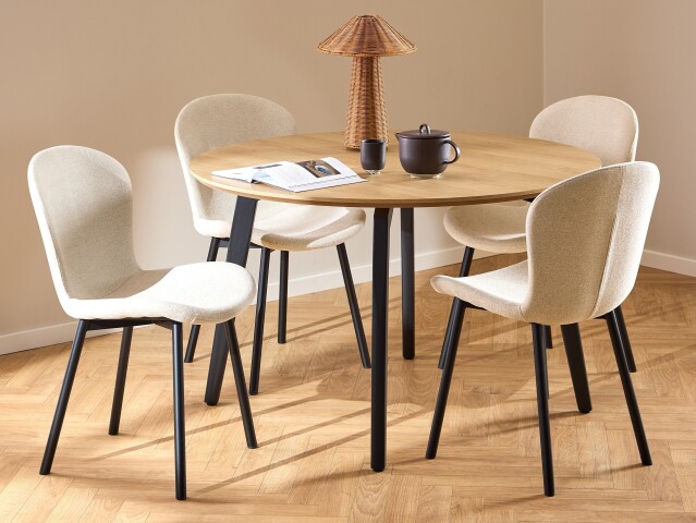 Essgruppe >Cadiz< (5-teilig) beige Eiche Dekor - 75x120 (HxD)