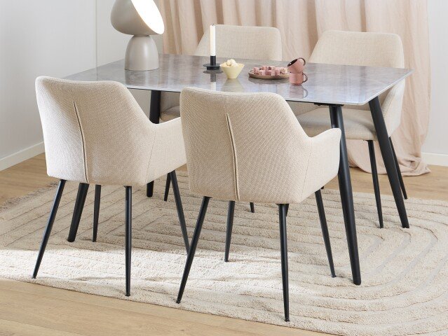 Essgruppe >Wicklow< (5-teilig) beige / Batis grau - 140x75x80 (BxHxT)