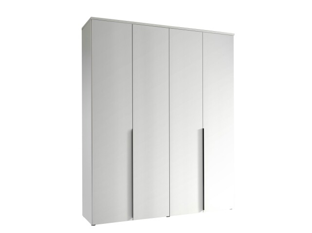 Drehtürenschrank >Kevo< 4 Türen, 2 Stangen, 2 Böden, Weiß, Dekor - 180x225x52cm (BxHxT)