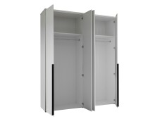 Drehtürenschrank >Kevo< 4 Türen, 2 Stangen, 2 Böden, Weiß, Dekor - 180x225x52cm (BxHxT)