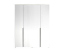 Drehtürenschrank >Kevo< 4 Türen, 2 Stangen, 2 Böden, Weiß, Dekor - 180x225x52cm (BxHxT)