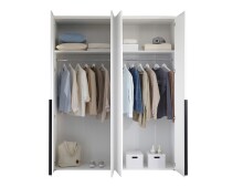 Drehtürenschrank >Kevo< 4 Türen, 2 Stangen, 2 Böden, Weiß, Dekor - 180x225x52cm (BxHxT)