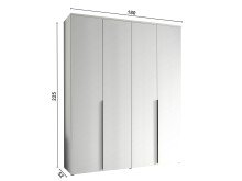 Drehtürenschrank >Kevo< 4 Türen, 2 Stangen, 2 Böden, Weiß, Dekor - 180x225x52cm (BxHxT)