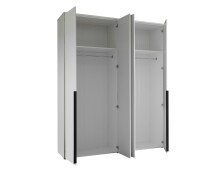 Drehtürenschrank >Kevo< 4 Türen, 2 Stangen, 2 Böden, Weiß, Dekor - 180x225x52cm (BxHxT)